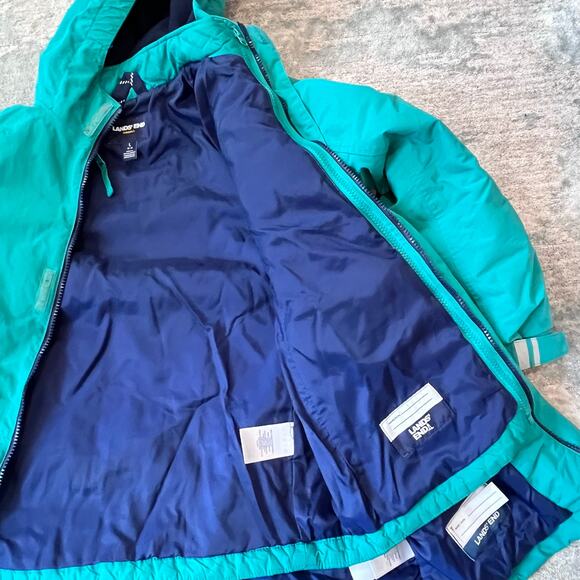Lands' End Kids Squall Waterproof Insulated 3 in 1 Parka Green L 10-12 - Picture 7 of 14